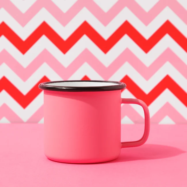 kubek emaliowany różowy vegan tea