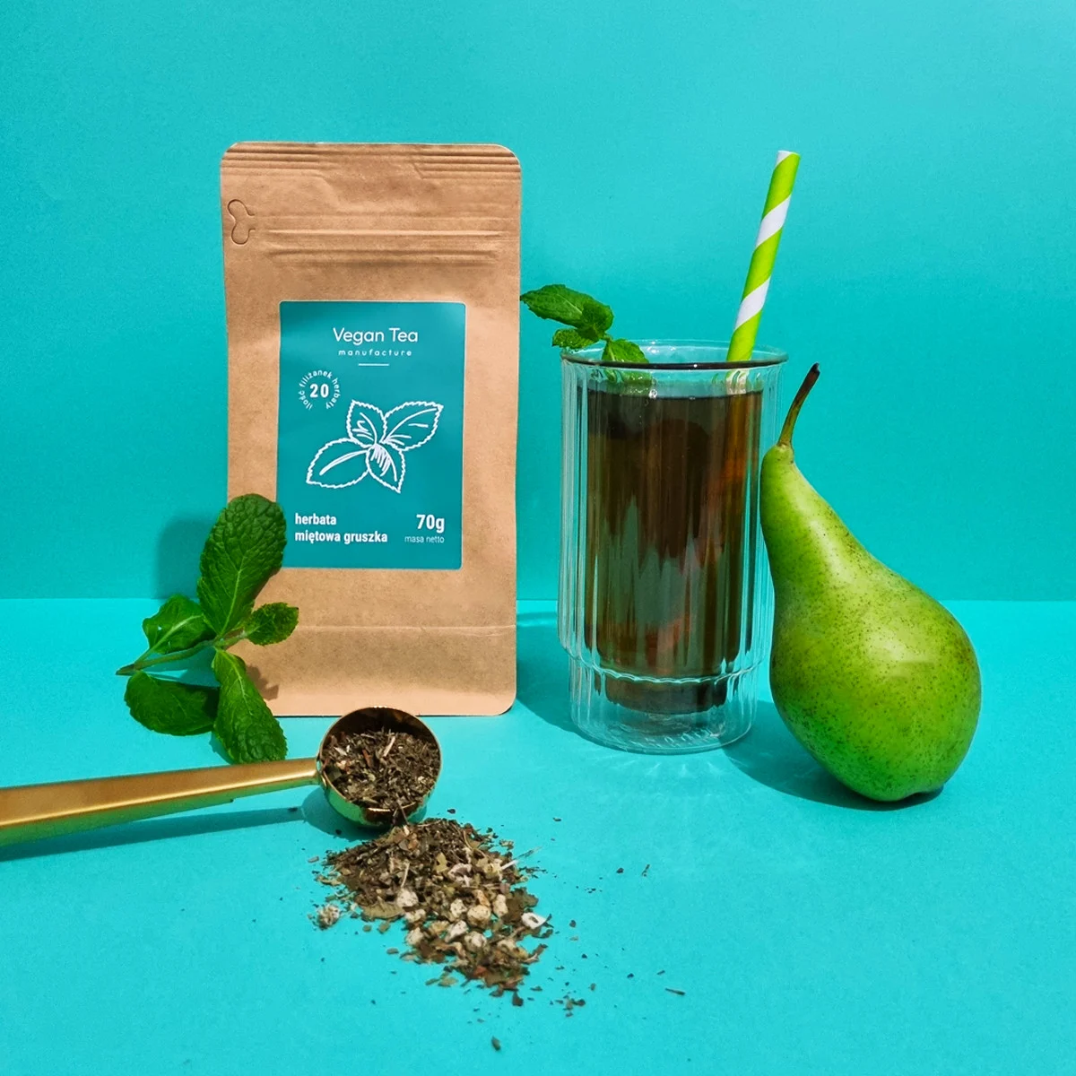 herbata miętowa vegan tea z gruszką