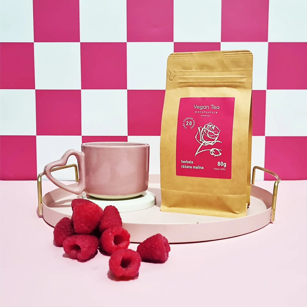 herbata różana vegan tea z malinami